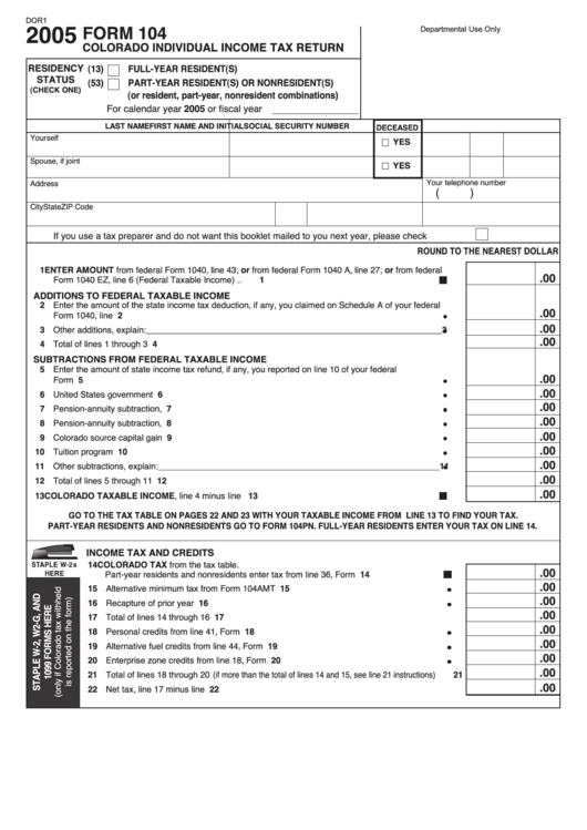 Printable Colorado Income Tax Forms Printable Forms Free Online