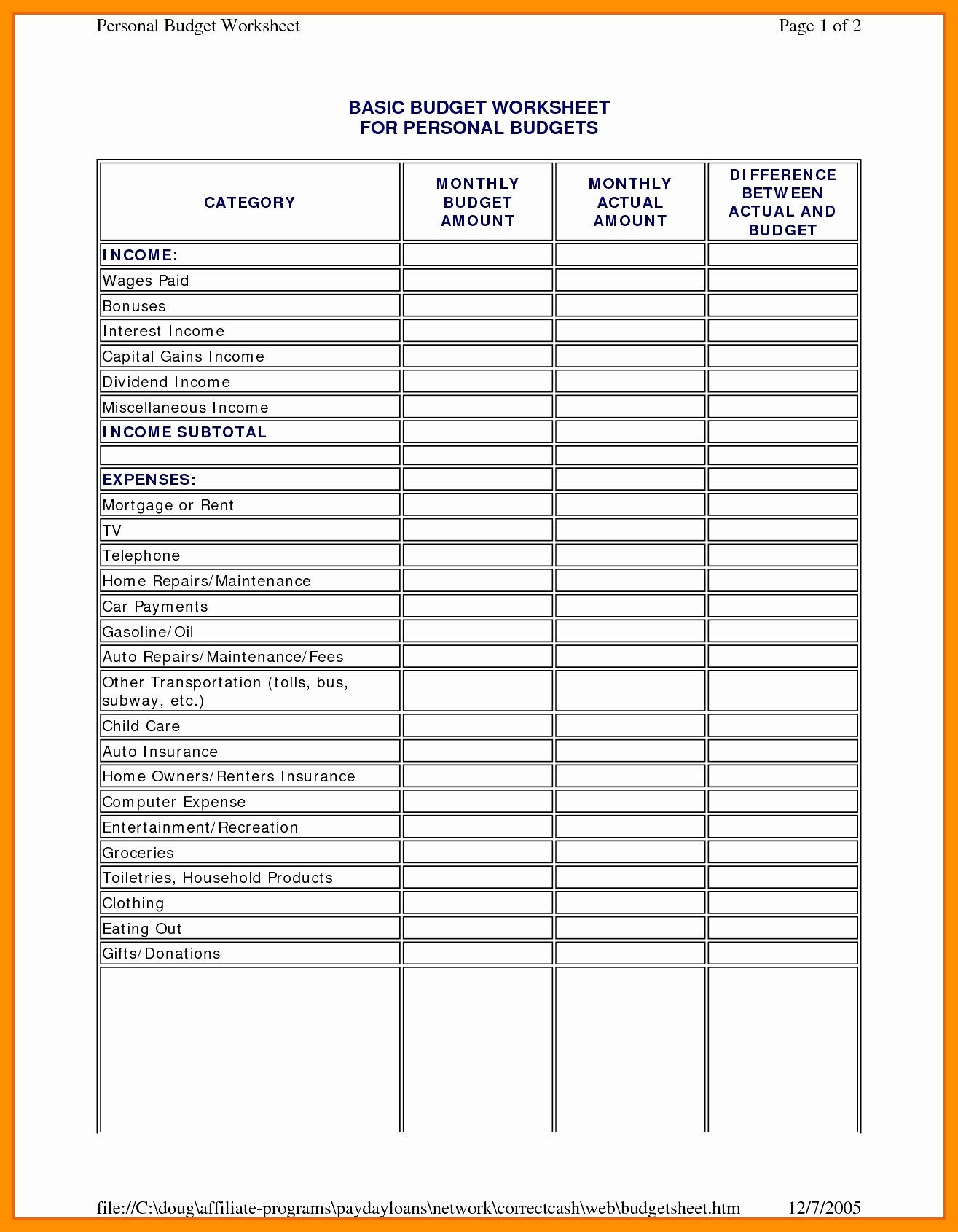 Printable Daycare Income And Expense Worksheet Printable Word Searches