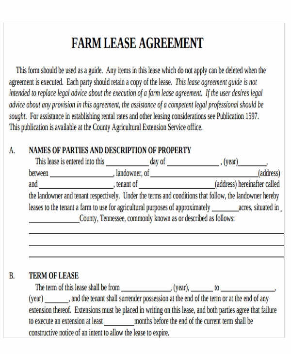 Printable Farm Lease Agreement