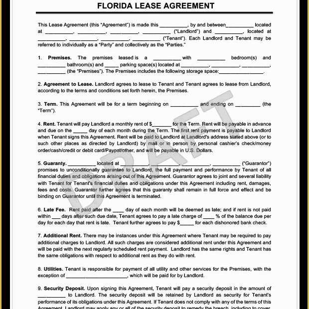 Printable Florida Residential Lease Agreement Fillable Printable