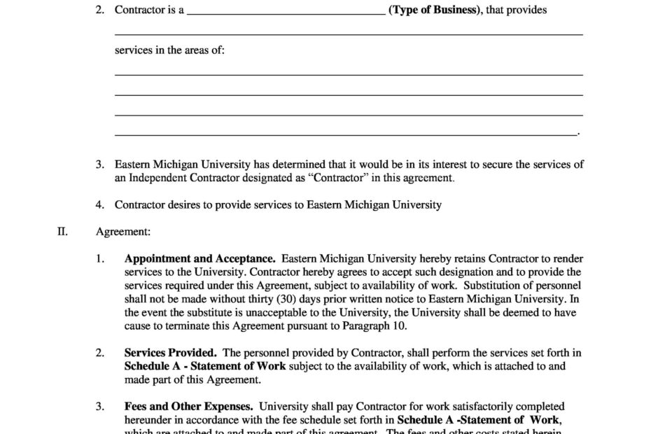 Printable Free Contractor Agreement Template Printable Templates
