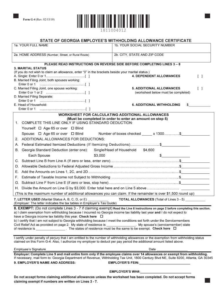 Printable Ga Income Tax Form Printable Forms Free Online