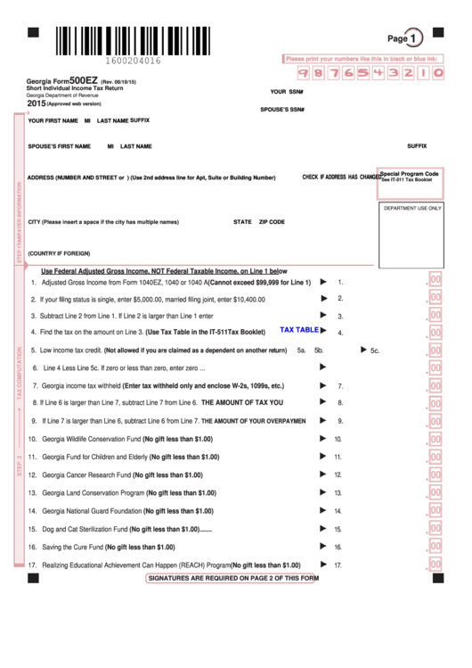 Printable Ga Income Tax Forms Printable Forms Free Online