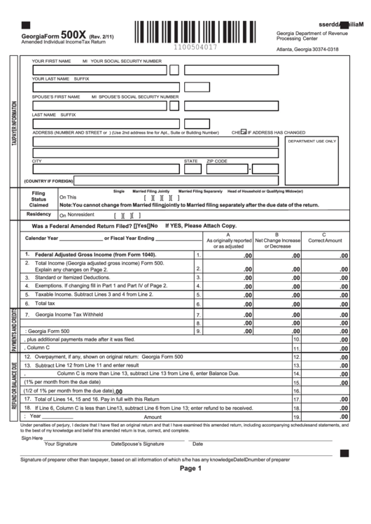 Printable Georgia Income Tax Forms Printable Forms Free Online
