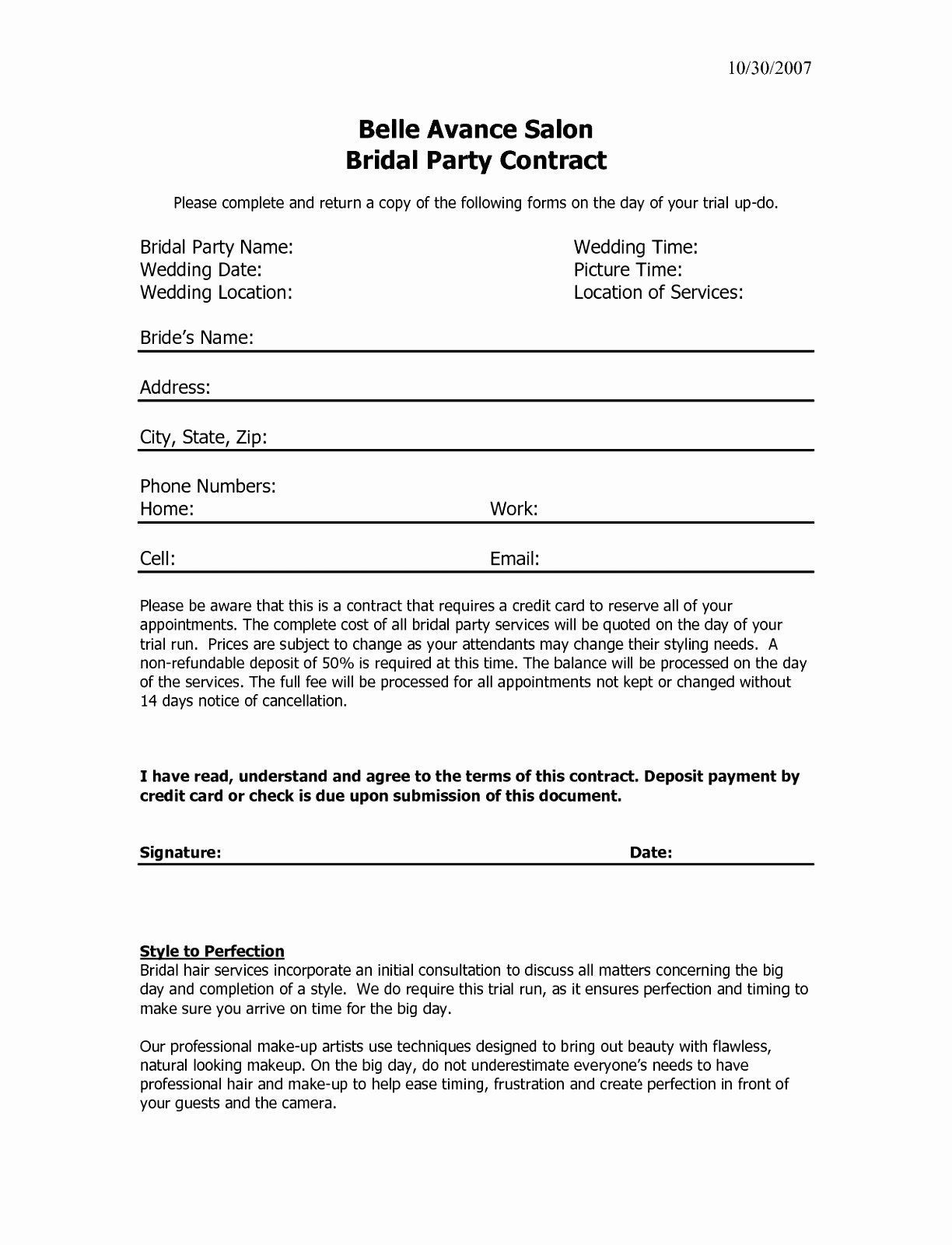 Printable Hair Stylist Contract Agreement Printable Calendars AT A GLANCE
