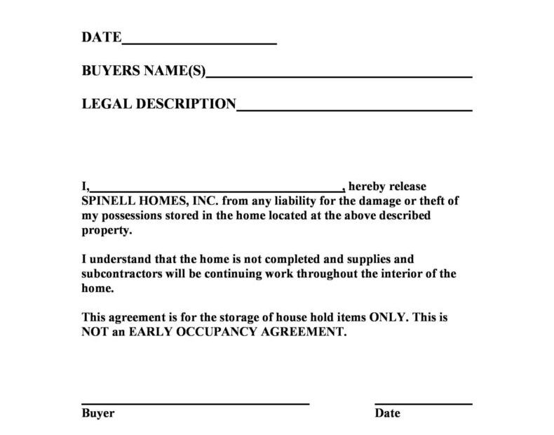 Printable Hold Harmless Agreement