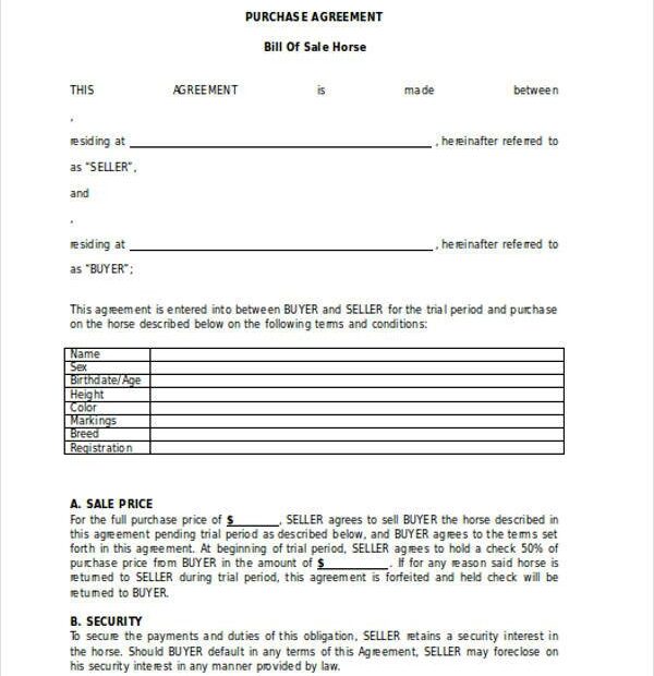 Printable Horse Trial Agreement