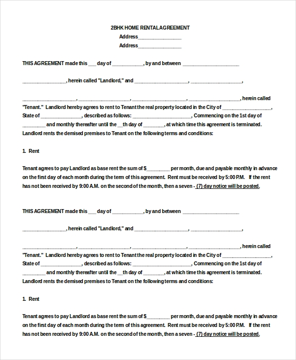 Printable House Rental Agreement Template Printable Templates