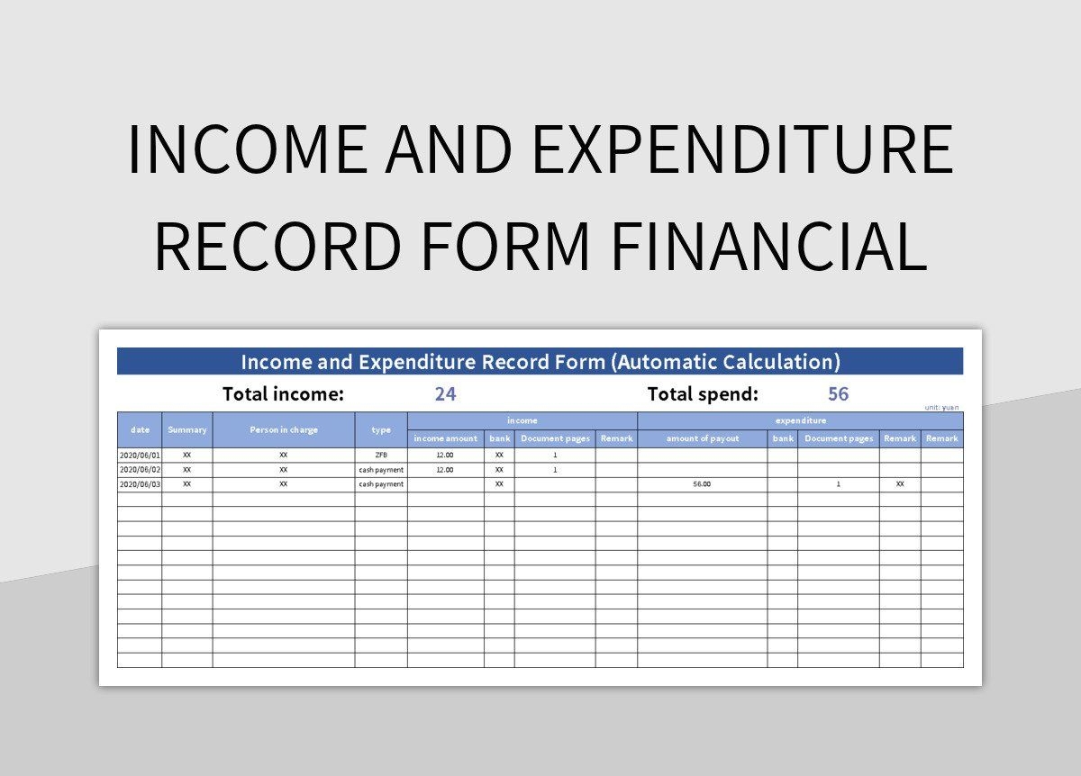 Printable Income And Expenditure Form Template Printable Forms Free 
