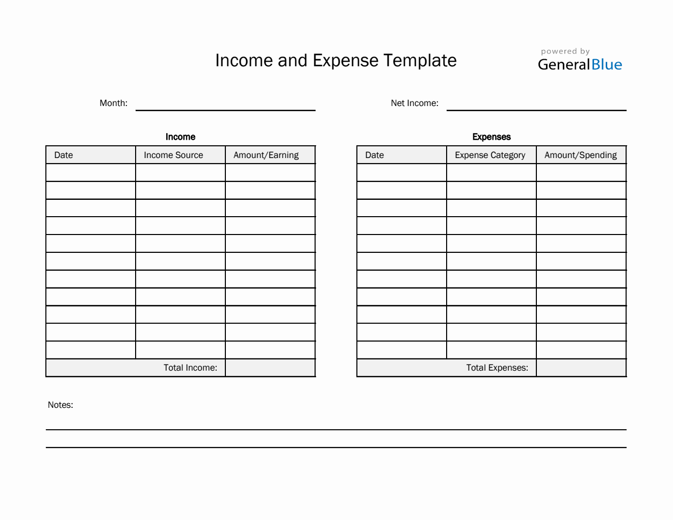 Printable Income And Expense Template In PDF Worksheets Library