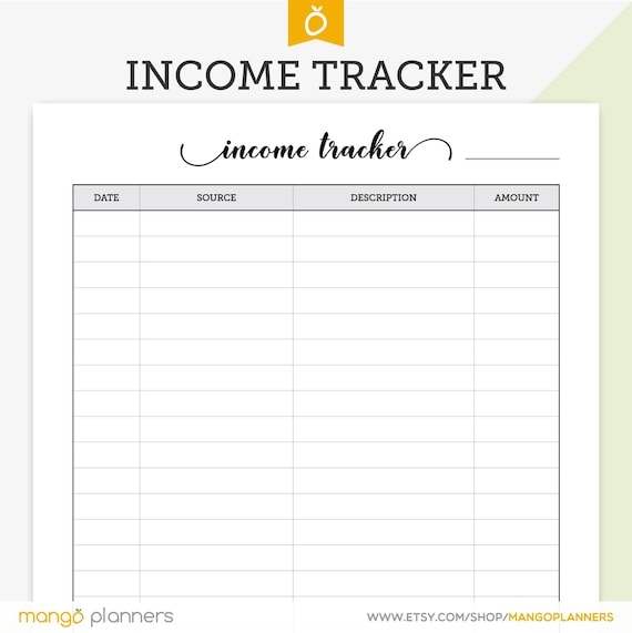 Printable Income Log Sheet