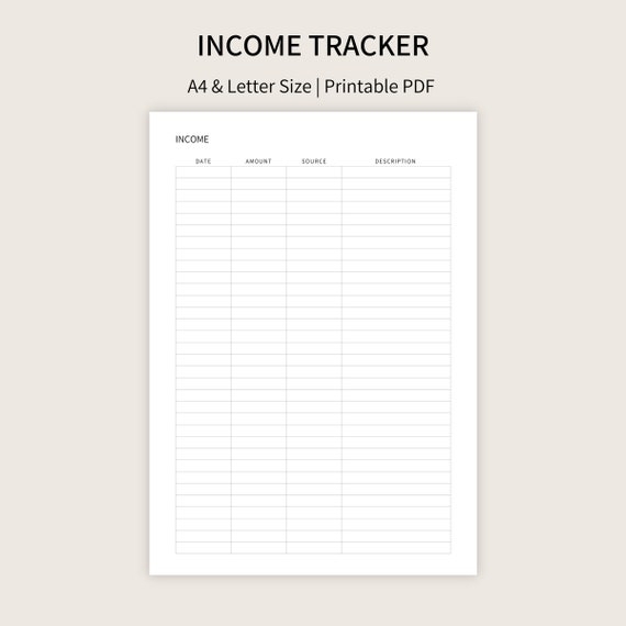 Printable Income Log Sheet