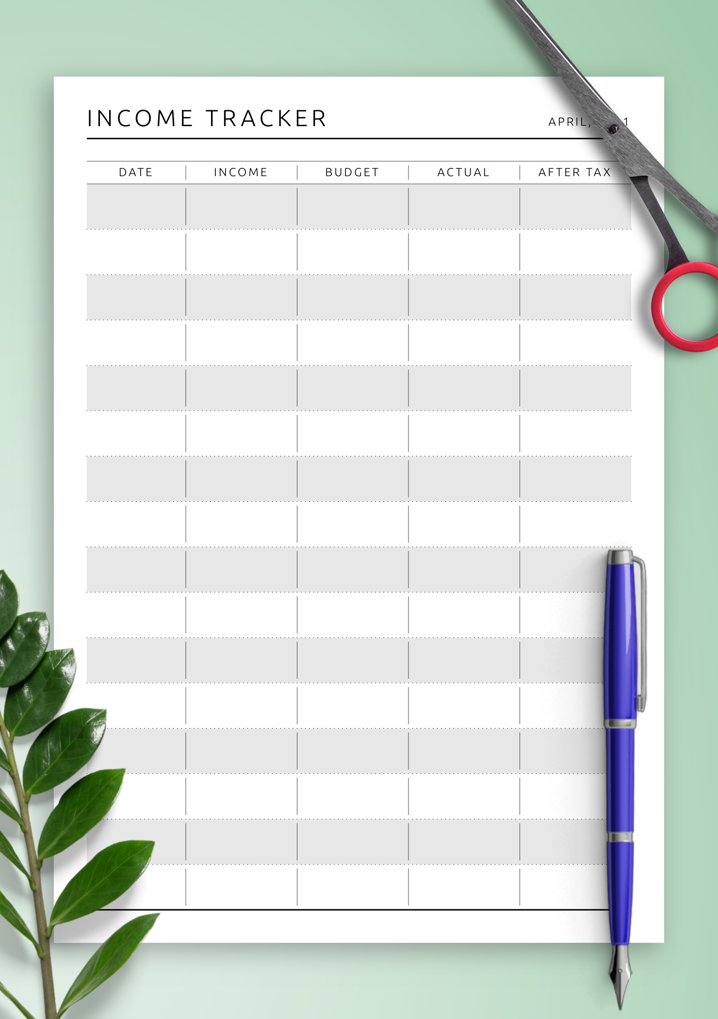 Printable Income Tracker