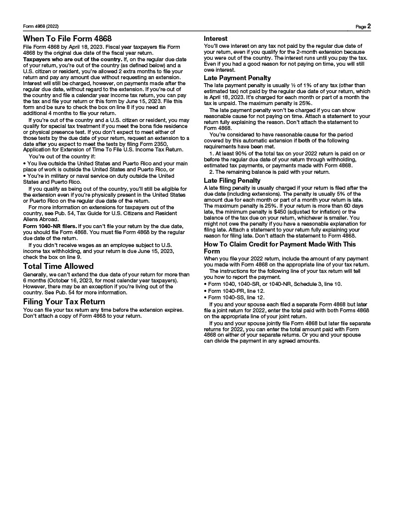 Printable Irs Tax Extension Form Printable Forms Free Online