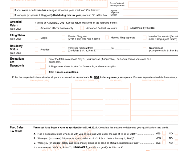 Printable Kansas Income Tax Forms Printable Forms Free Online