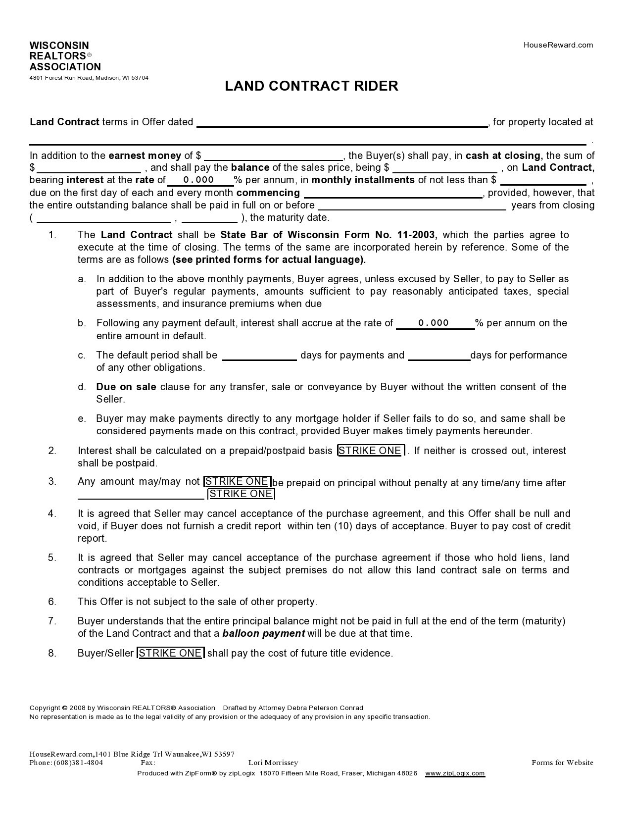 Printable Land Contract Agreement