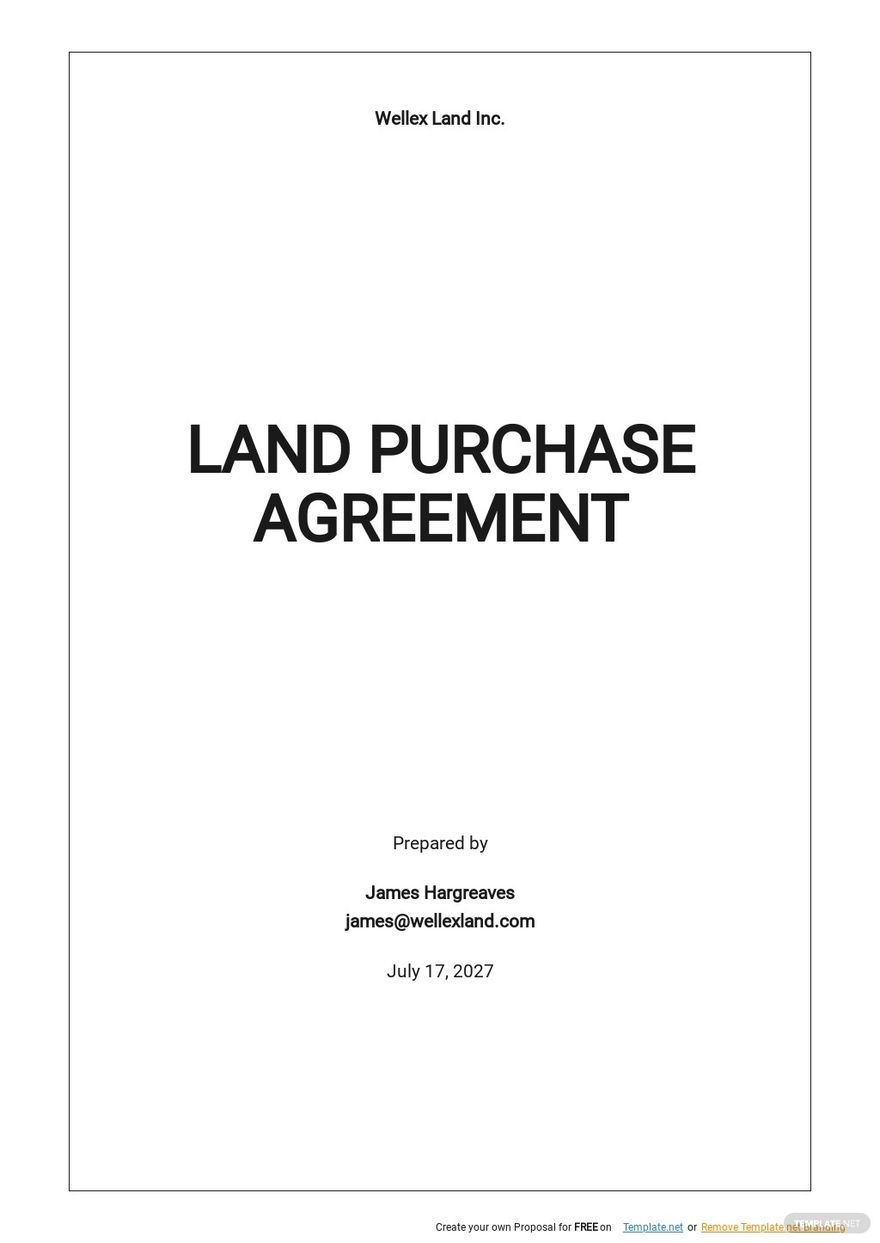 Printable Land Purchase Agreement Printable Free Templates
