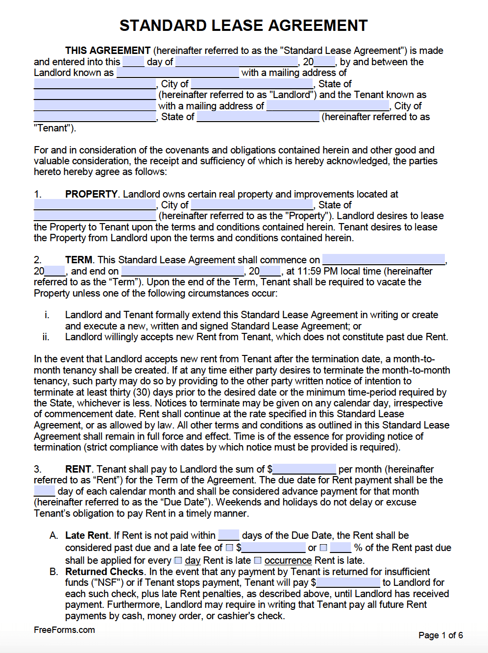 Printable Lease Agreement Forms Pdf Printable Forms Free Online