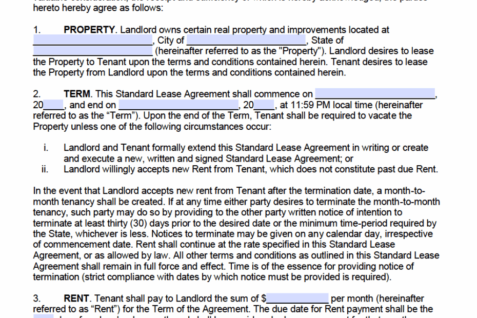 Printable Lease Agreement Forms Pdf Printable Forms Free Online