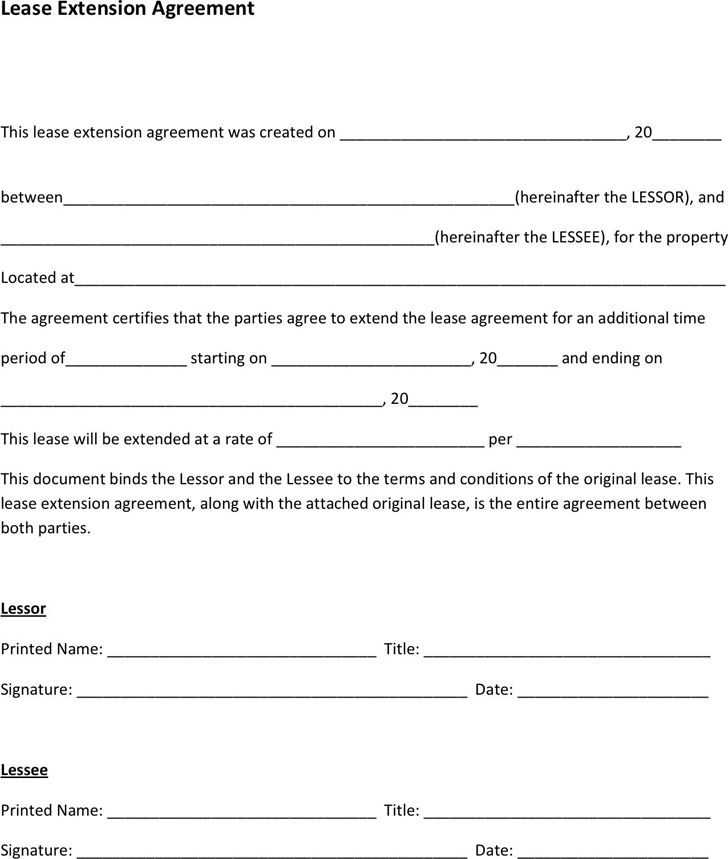 Printable Lease Extension Agreement Printable Calendars AT A GLANCE