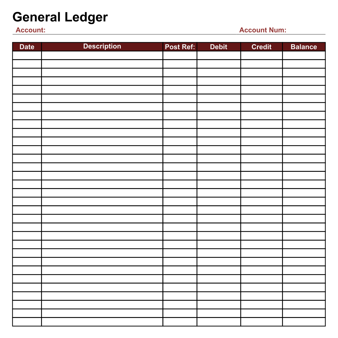 Printable Ledger Sheets