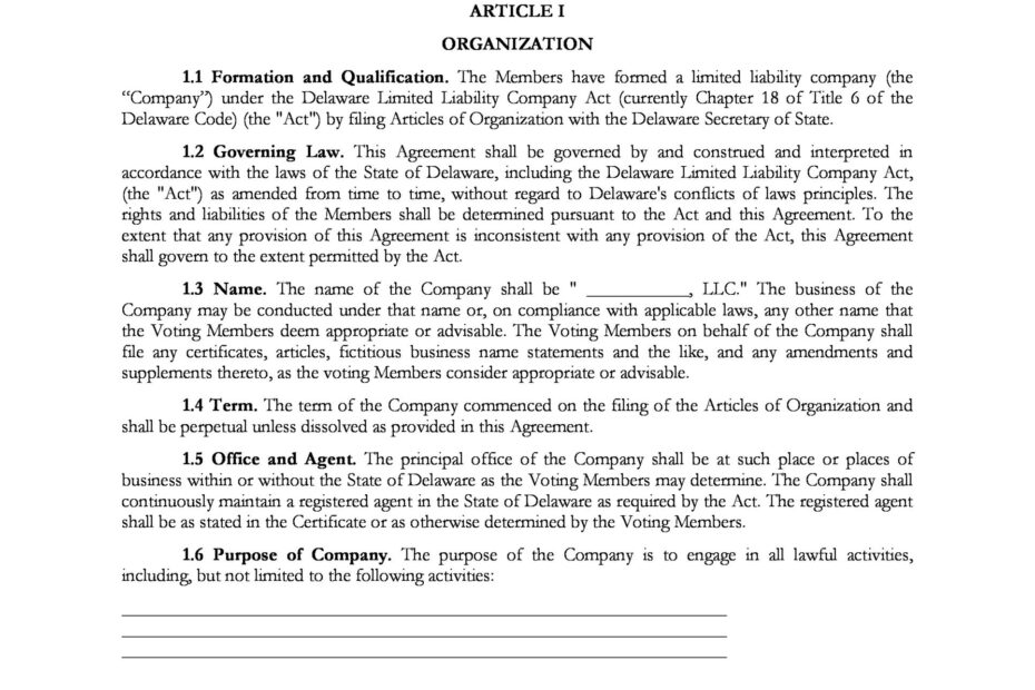 Printable Llc Operating Agreement Form Printable Forms Free Online