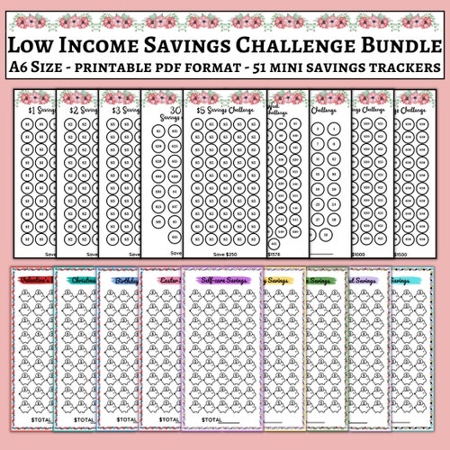 Printable Low Income Savings Challenge Bundle Printable Etsy