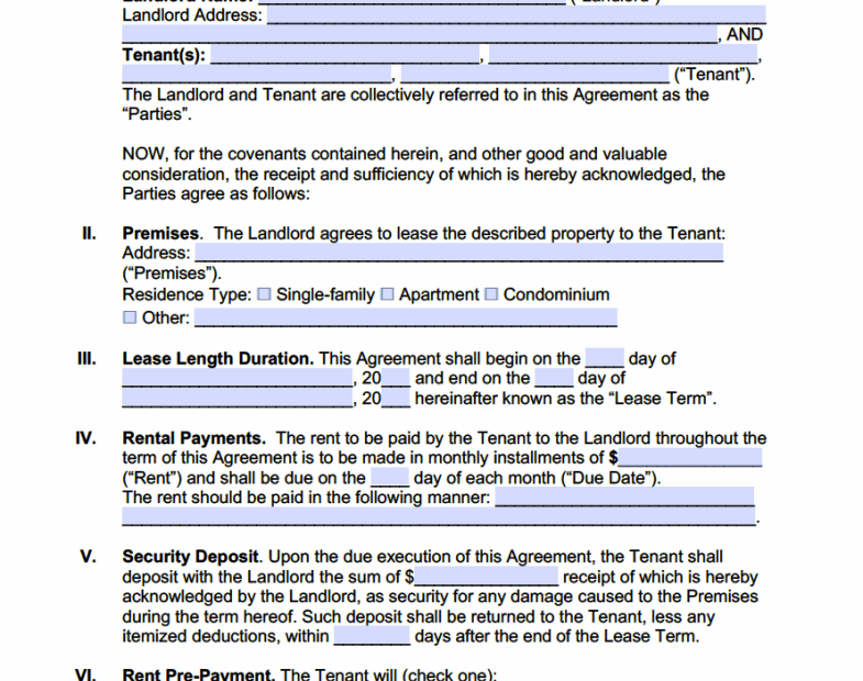Printable Massachusetts Residential Lease Agreement Printable Lease