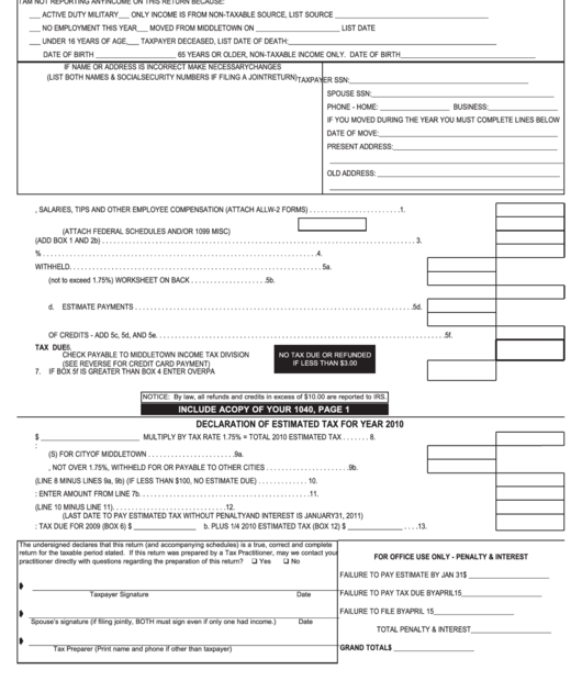 Printable Middletown City Income Tax Forms Printable Forms Free Online