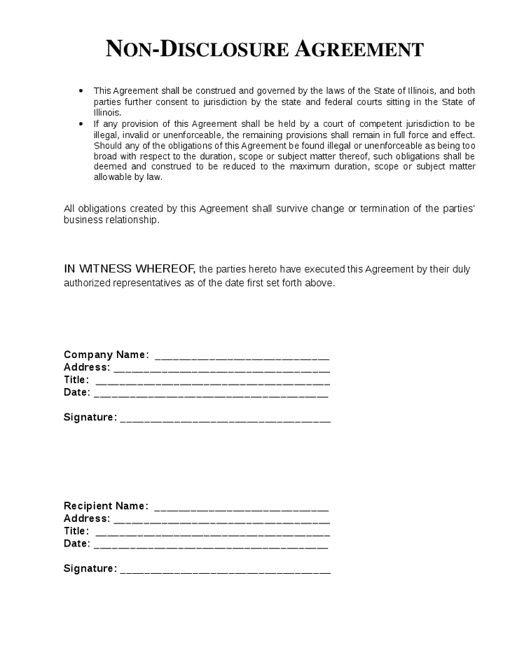 Printable Non Disclosure Agreement Template Printable Templates