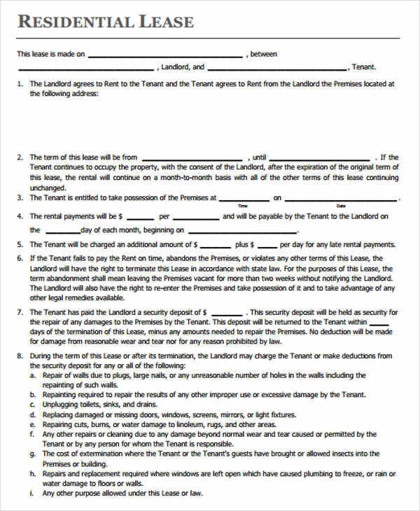 Printable Notarized Lease Agreement Printable Lease Agreement