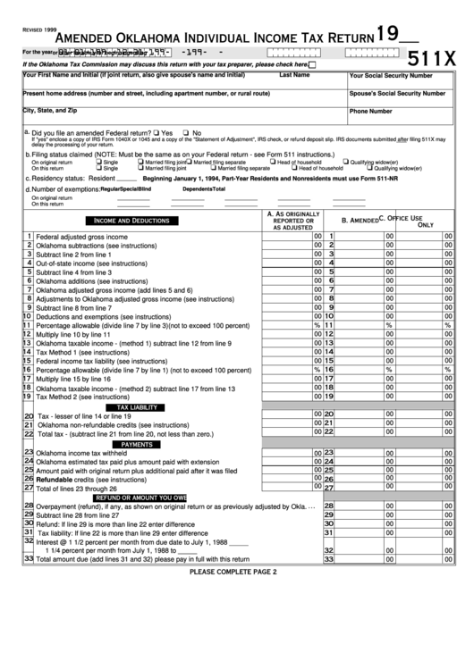 Printable Oklahoma State Income Tax Forms Printable Forms Free Online