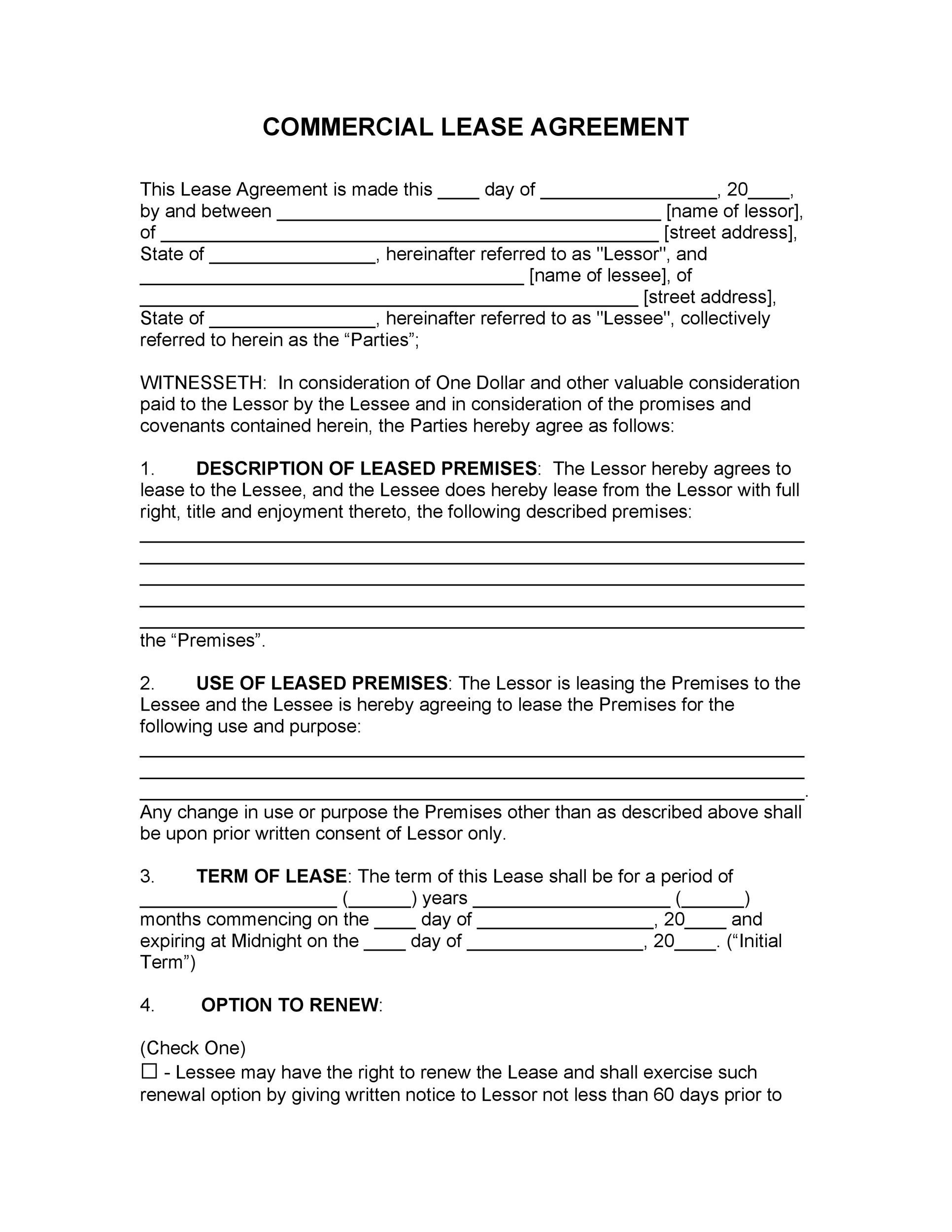Printable One Page Lease Agreement