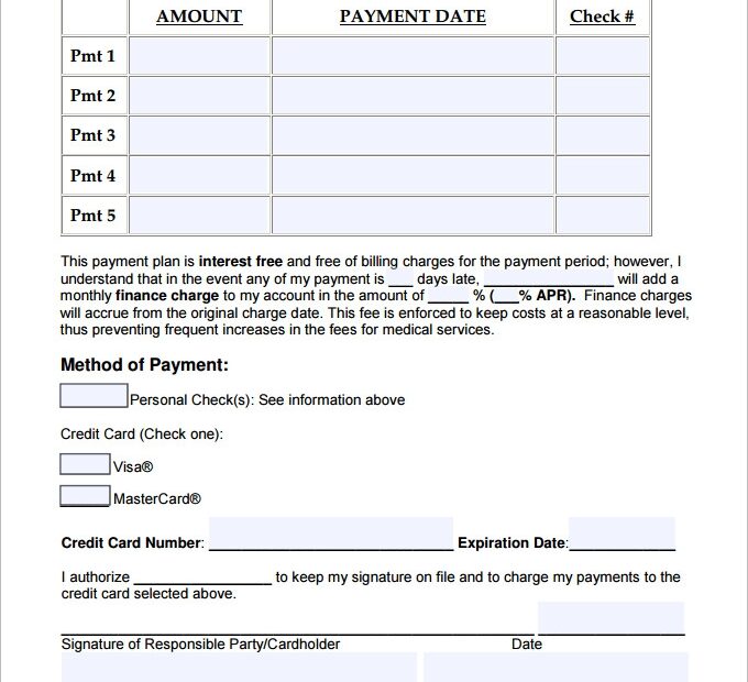 Printable Payment Plan Agreement Template Printable Templates