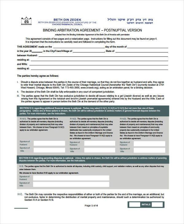 Printable Postnuptial Agreement Template Printable Calendars AT A GLANCE
