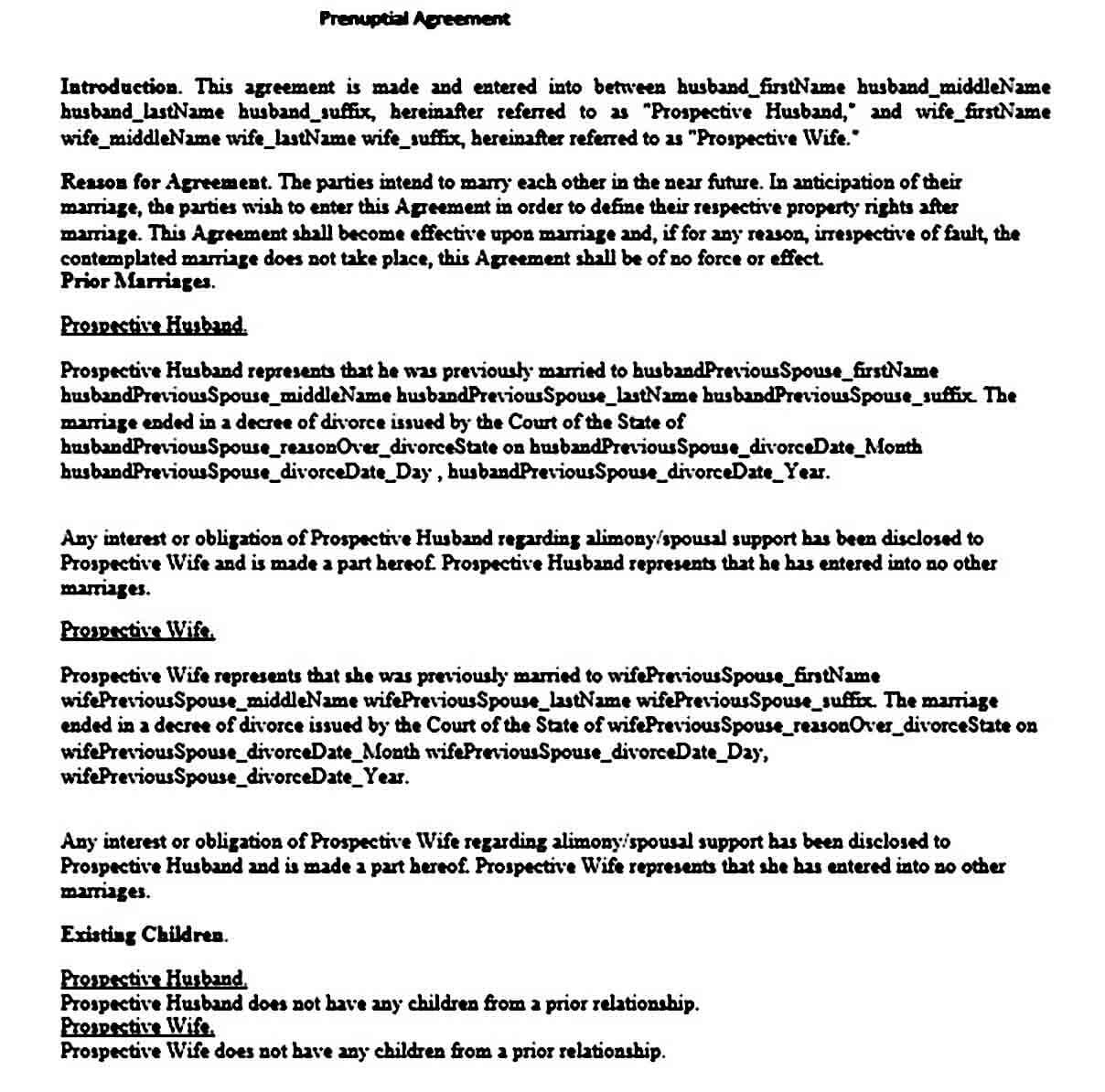 Printable Prenuptial Agreement Template Mous Syusa