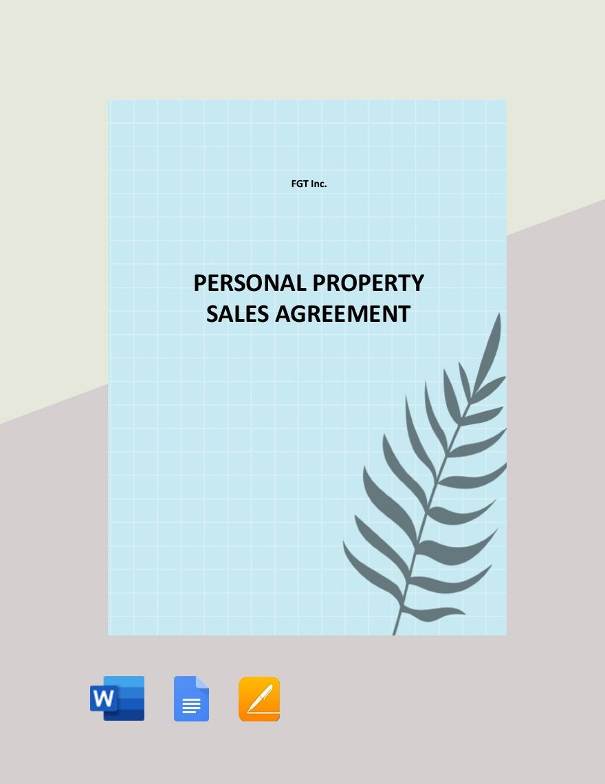 Printable Property Sale Agreement Template In Word Google Docs Pages 