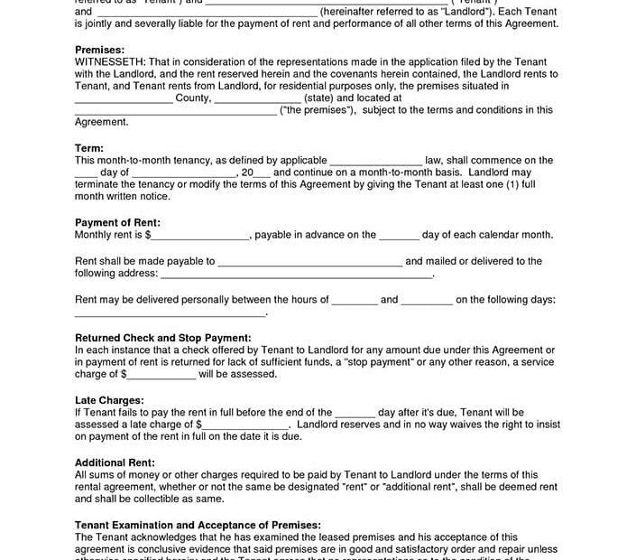 Printable Rental Agreement Residential Free Download And Print For You