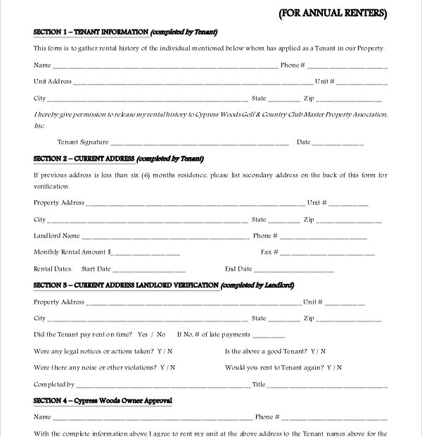 Printable Rental History Verification Form Printable Form 2024