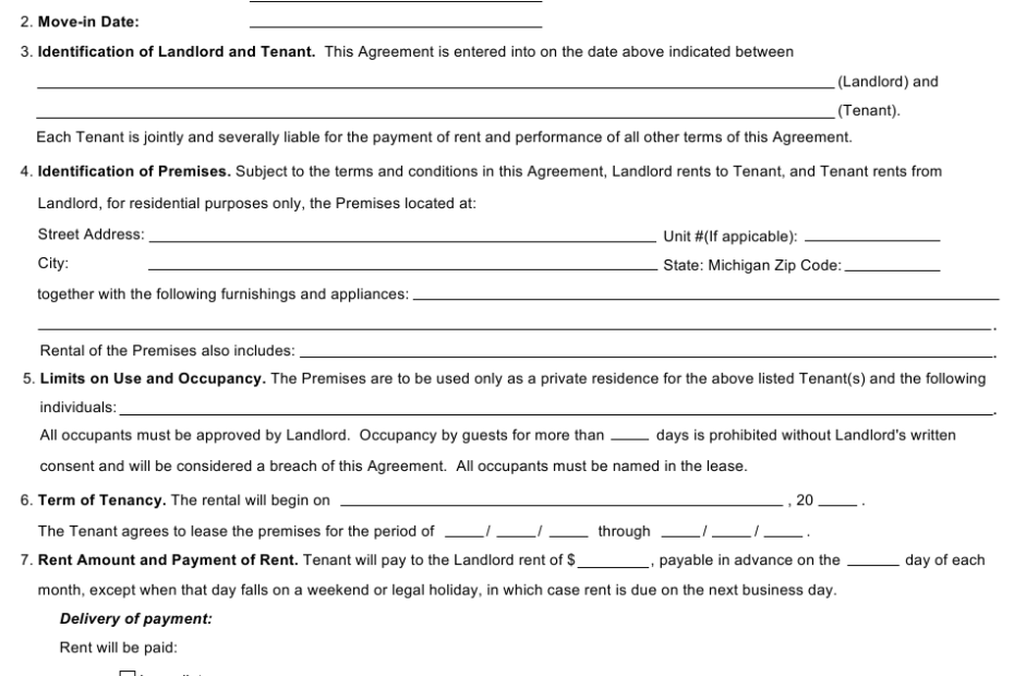 Printable Rental Lease Agreement Michigan Printable Lease Agreement