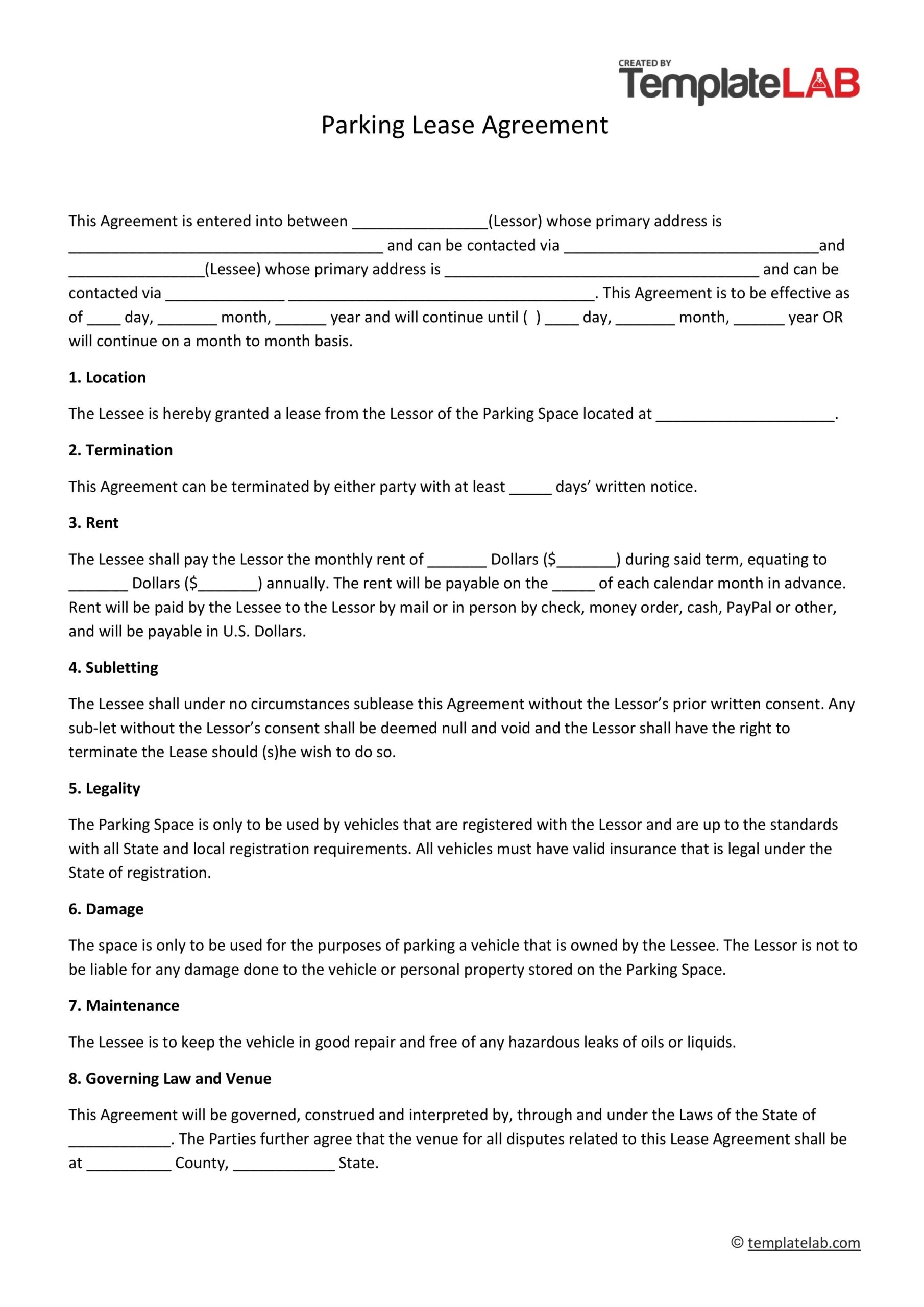 Printable Renters Lease Agreement Form Printable Forms Free Online