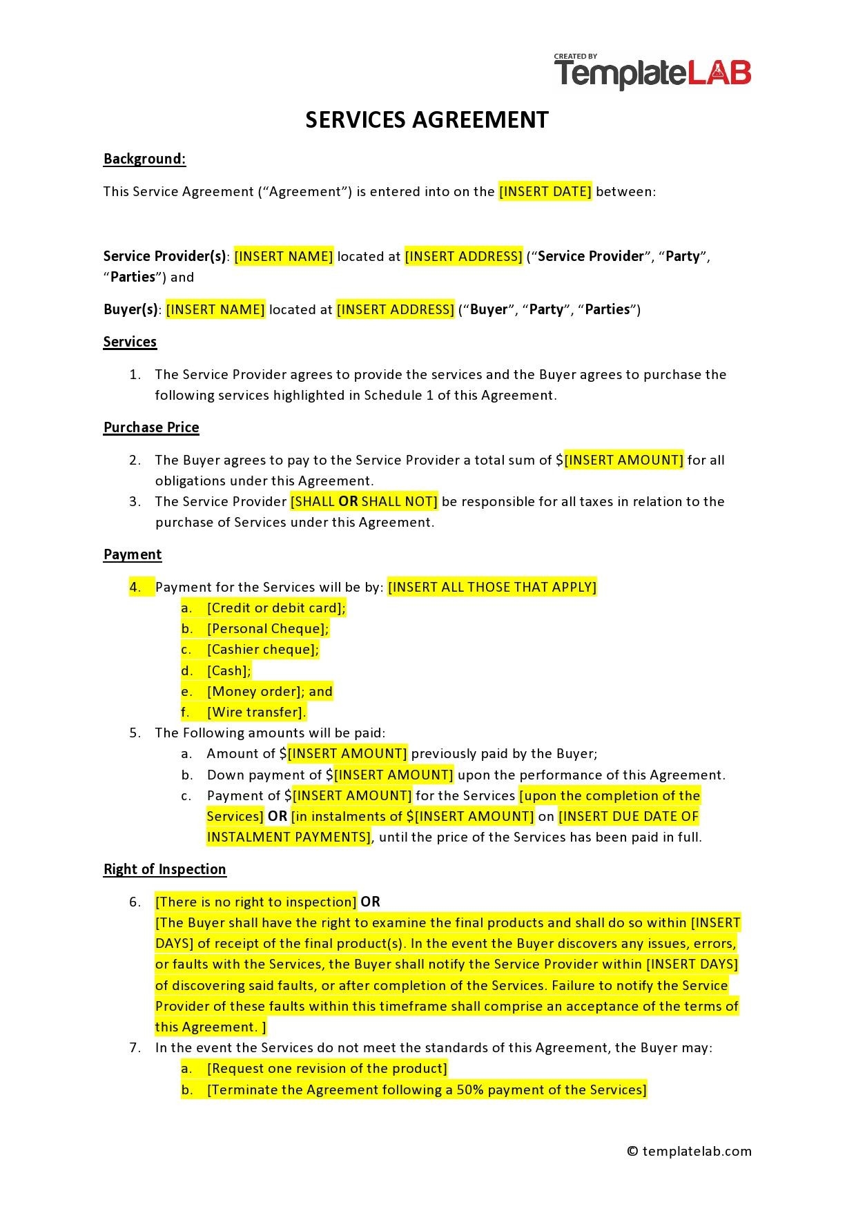  Printable Service Agreement Template