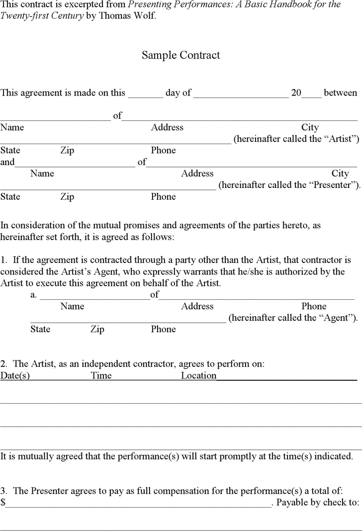Printable Simple Contract Agreement
