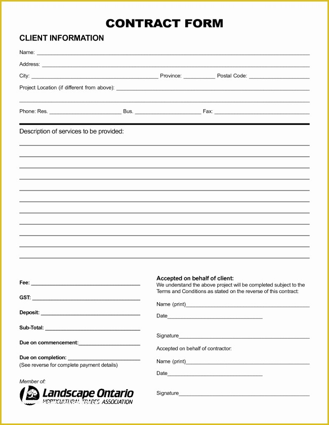 Printable Simple Contractor Agreement