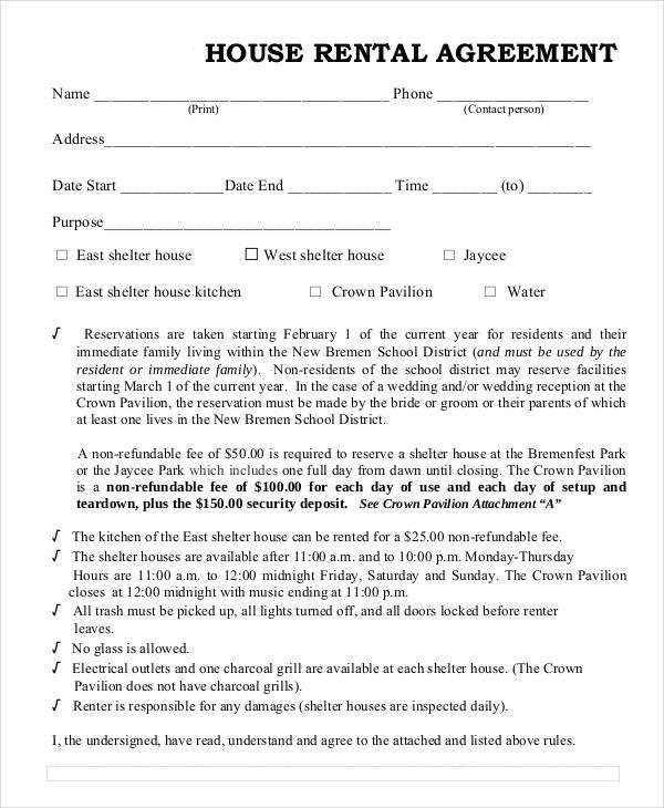 Printable Simple House Rental Agreement