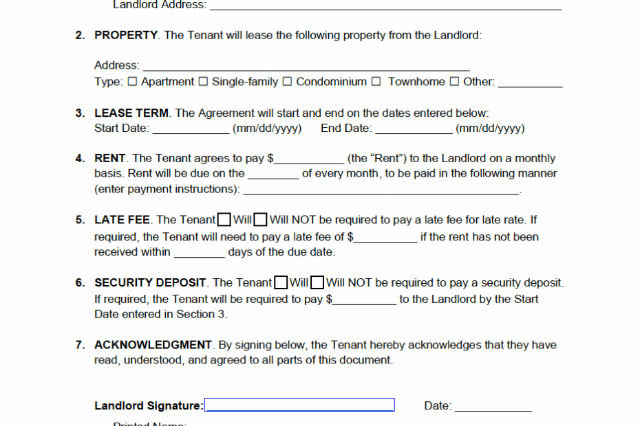 Printable Simple Lease Agreement Template Printables Template Free