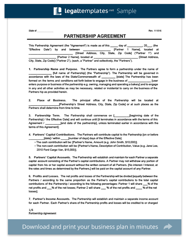 Printable Simple Partnership Agreement