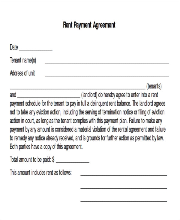 Printable Simple Payment Agreement Template