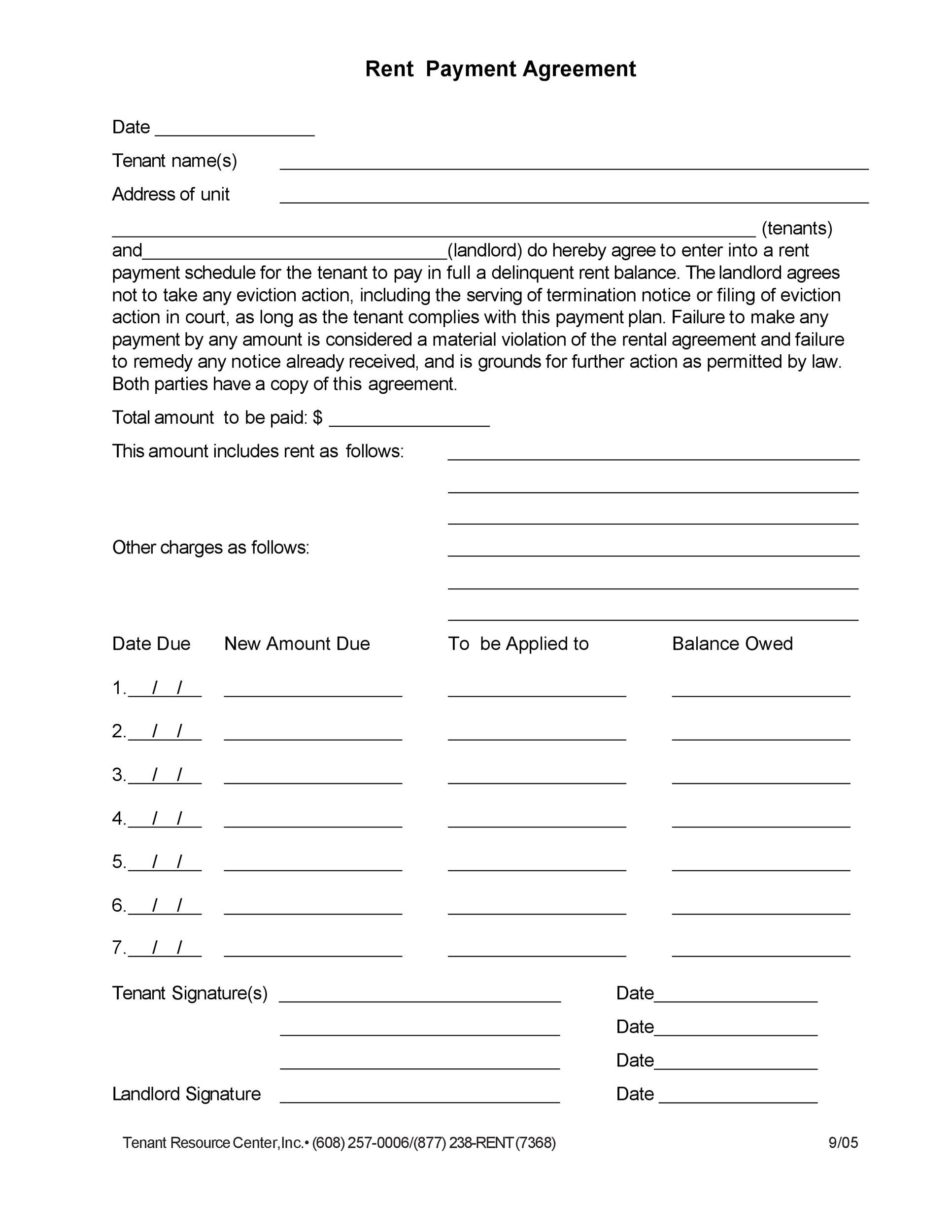 Printable Simple Payment Agreement Template Printable Templates Free
