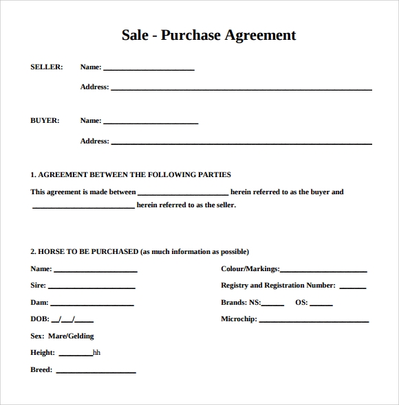 Printable Simple Purchase Agreement Pdf